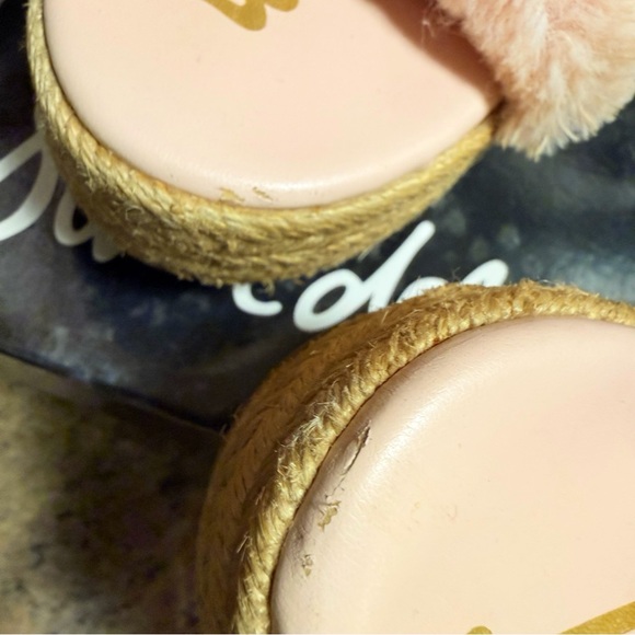 Sam Edelman Zia pink Criss Cross Faux Fur Platform Espadrille Sandal - Picture 6 of 7